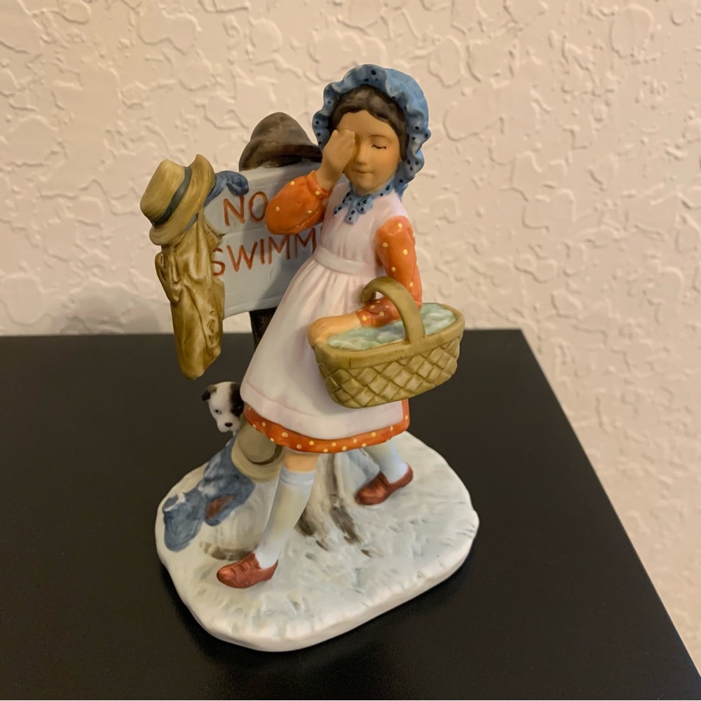 Norman Rockwell Figurine with Basket and Dog
